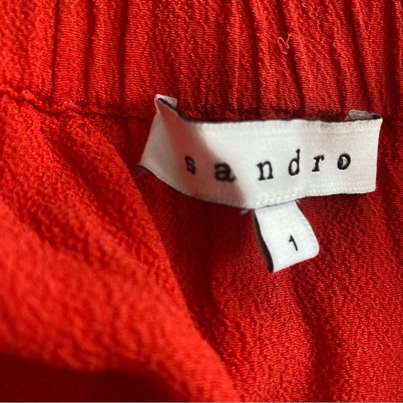 Sandro V-Neck Shift Bow Accent Redish Orange.Short (Mini) Length Dress. Sz 1 - Picture 11 of 15